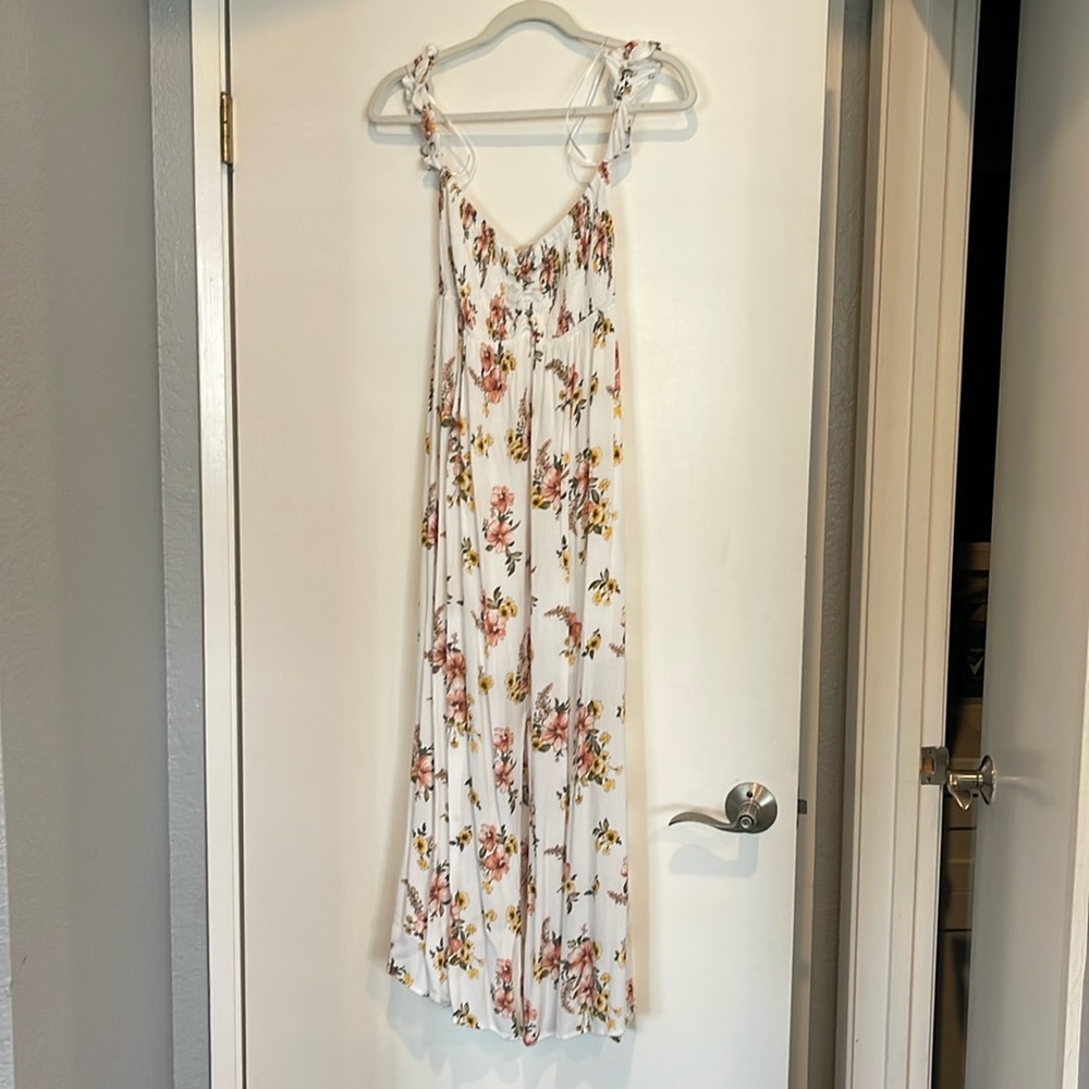 Promesa Off The Shoulder Floral White Maxi Dress with Slit